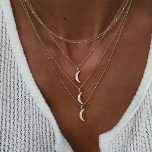 Triple Crescent Moon Pendant Necklace