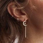 Star, Moon 3pc Rhinestone Crystal Studs Earrings Set
