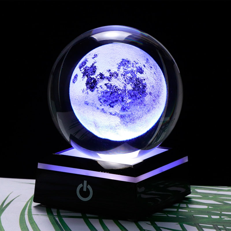 Laser Engraved Moon LED Crystal Globe