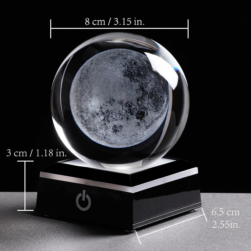 Laser Engraved Moon LED Crystal Globe