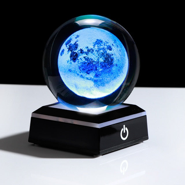 Laser Engraved Moon LED Crystal Globe