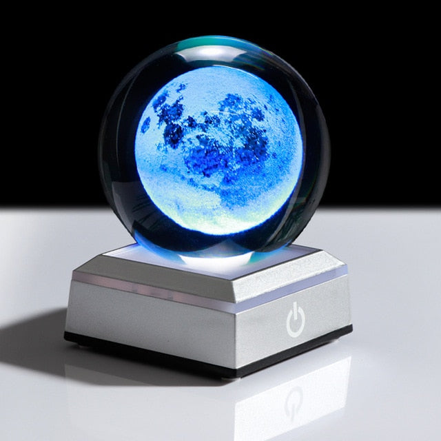 Laser Engraved Moon LED Crystal Globe