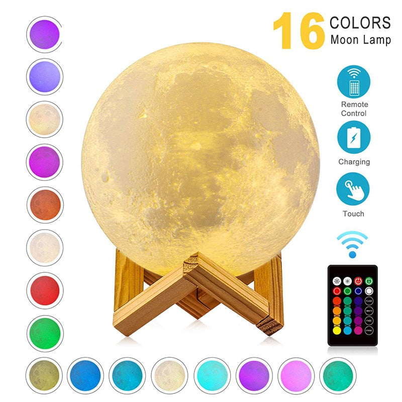 LED Rechargeable Moon Lamp & Night Light