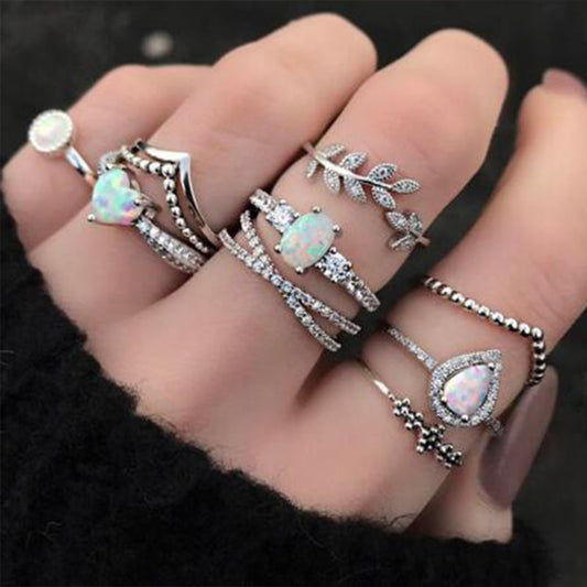 Moonstone 9 pc Ring Set