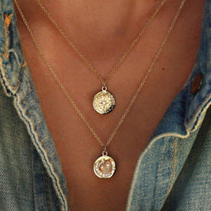 Moon and Stars Medallions Necklace