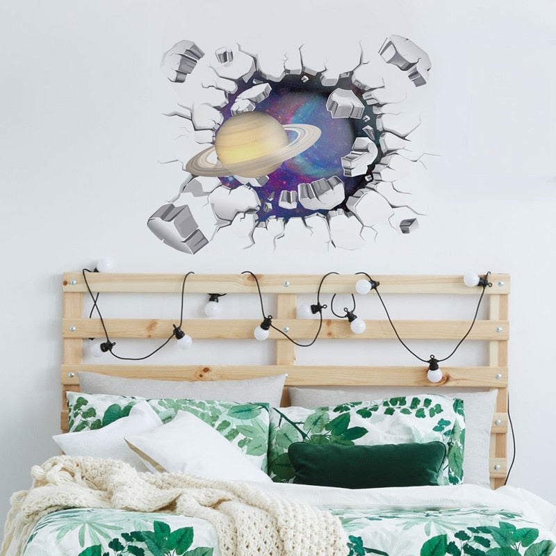 Planet Saturn Broken Wall Sticker