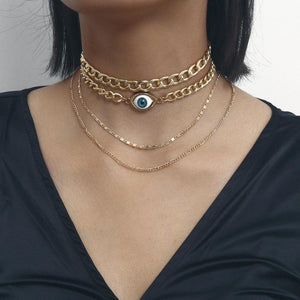 Lucky Eye Multi Choker Chain Necklace